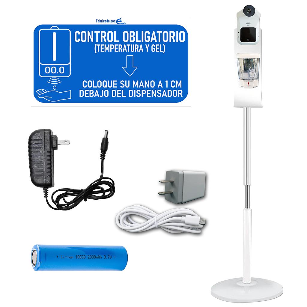 (Kit K50) Dispensador De Gel, Termometro Automatico y Soporte Blanco
